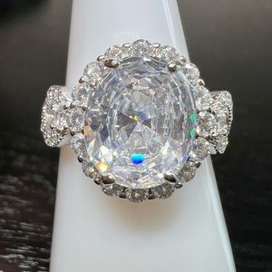 925 Sterling Silver Infinity Oval Cut Diamond CZ Ring Size 9